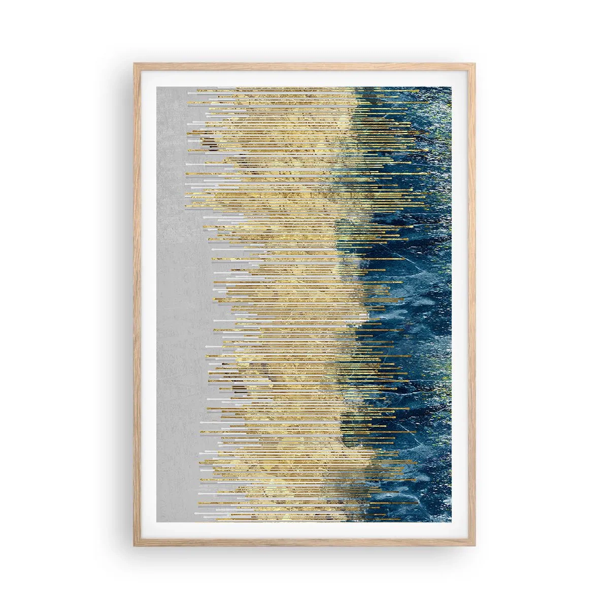 Affiche dans un chêne clair - Poster - Bordure dorée - 70x100 cm