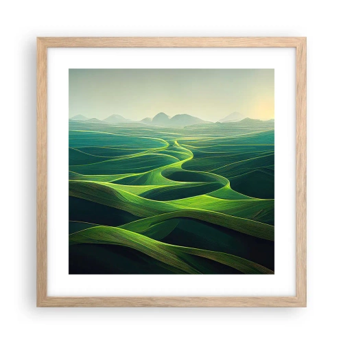 Affiche dans un chêne clair - Poster - Dans les vallées verdoyantes - 40x40 cm