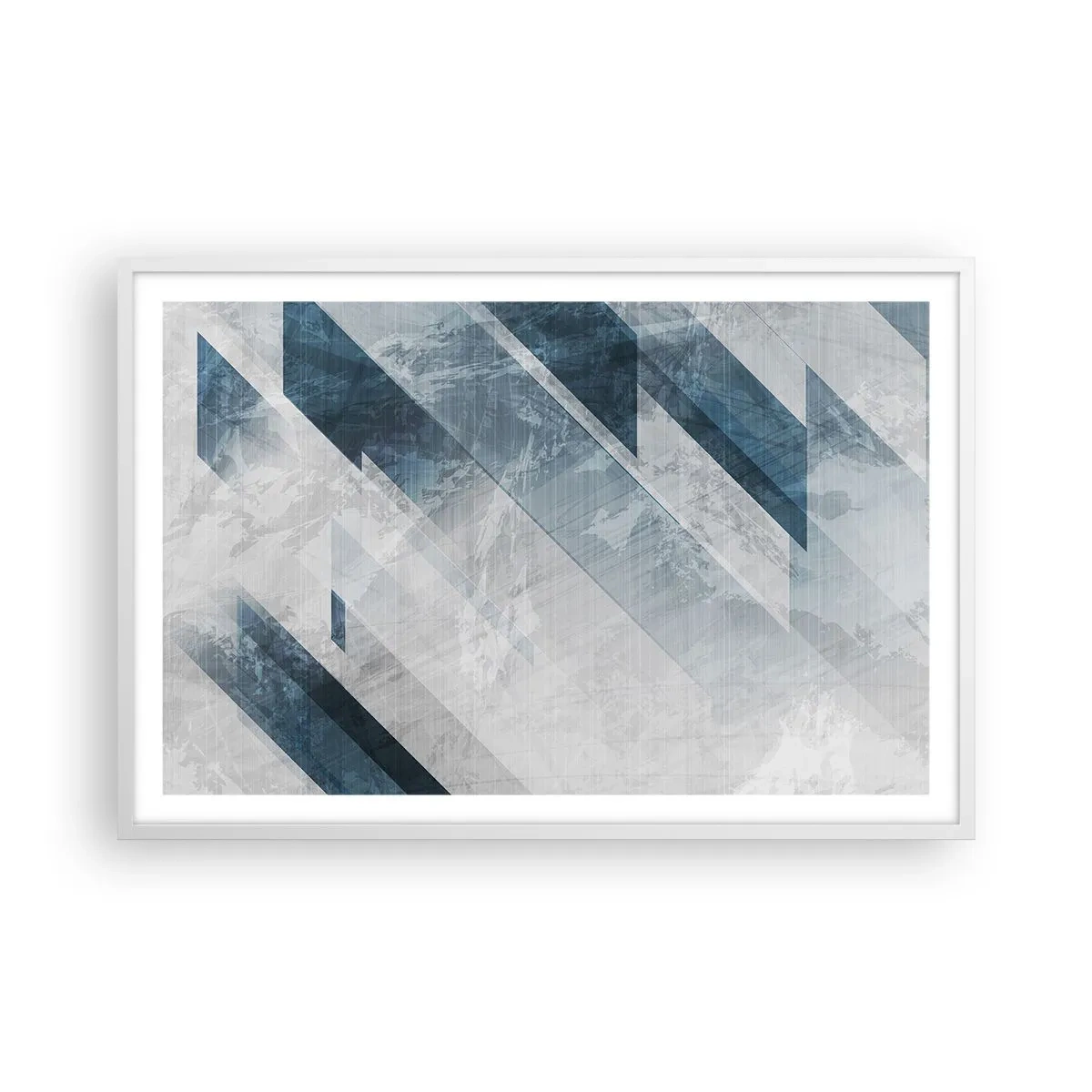 Affiche dans un cadre blanc - Poster - Composition spatiale - mouvement gris - 91x61 cm