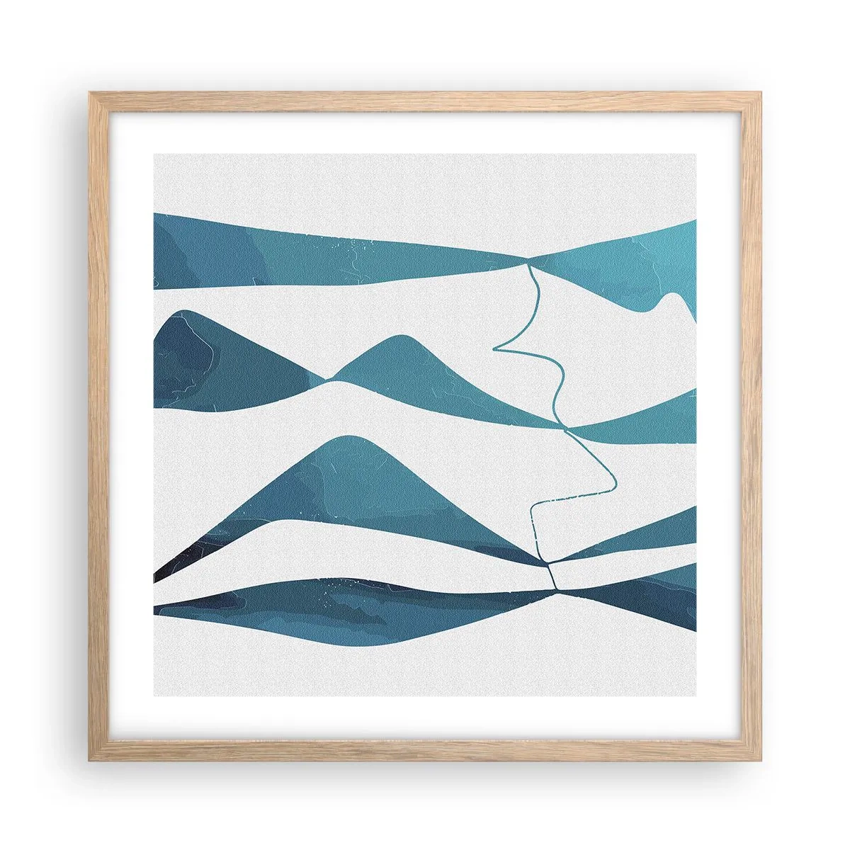 Affiche dans un chêne clair - Poster - Abstraction : composé turquoise - 50x50 cm