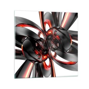 Impression sur verre - Image sur verre - Mouvement de graphite et rouge - 70x70 cm
