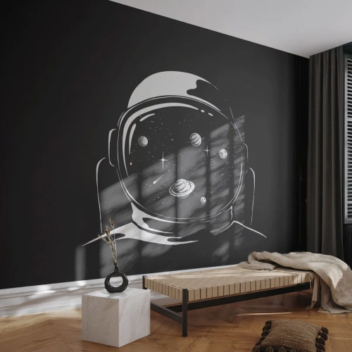 Papier Peint Autocollant Deluxe Sticker - Sympa la vue - Astronaute, Cosmos, Univers - 150x105 cm