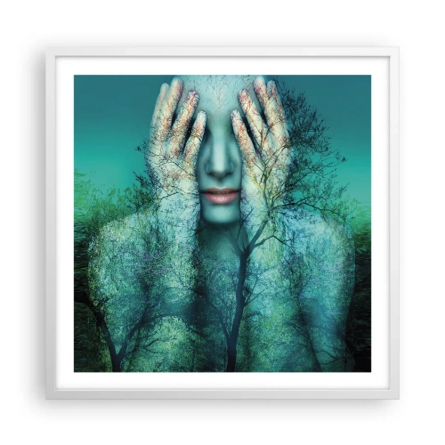 Affiche dans un cadre blanc - Poster - immergé dans l'azur - 60x60 cm