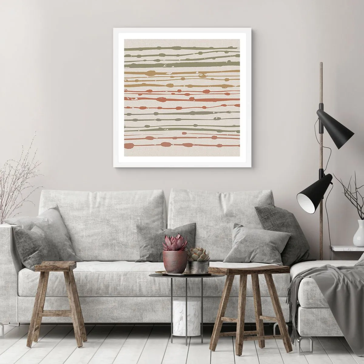 Affiche dans un cadre blanc - Poster - Notation musicale des couleurs - 50x50 cm