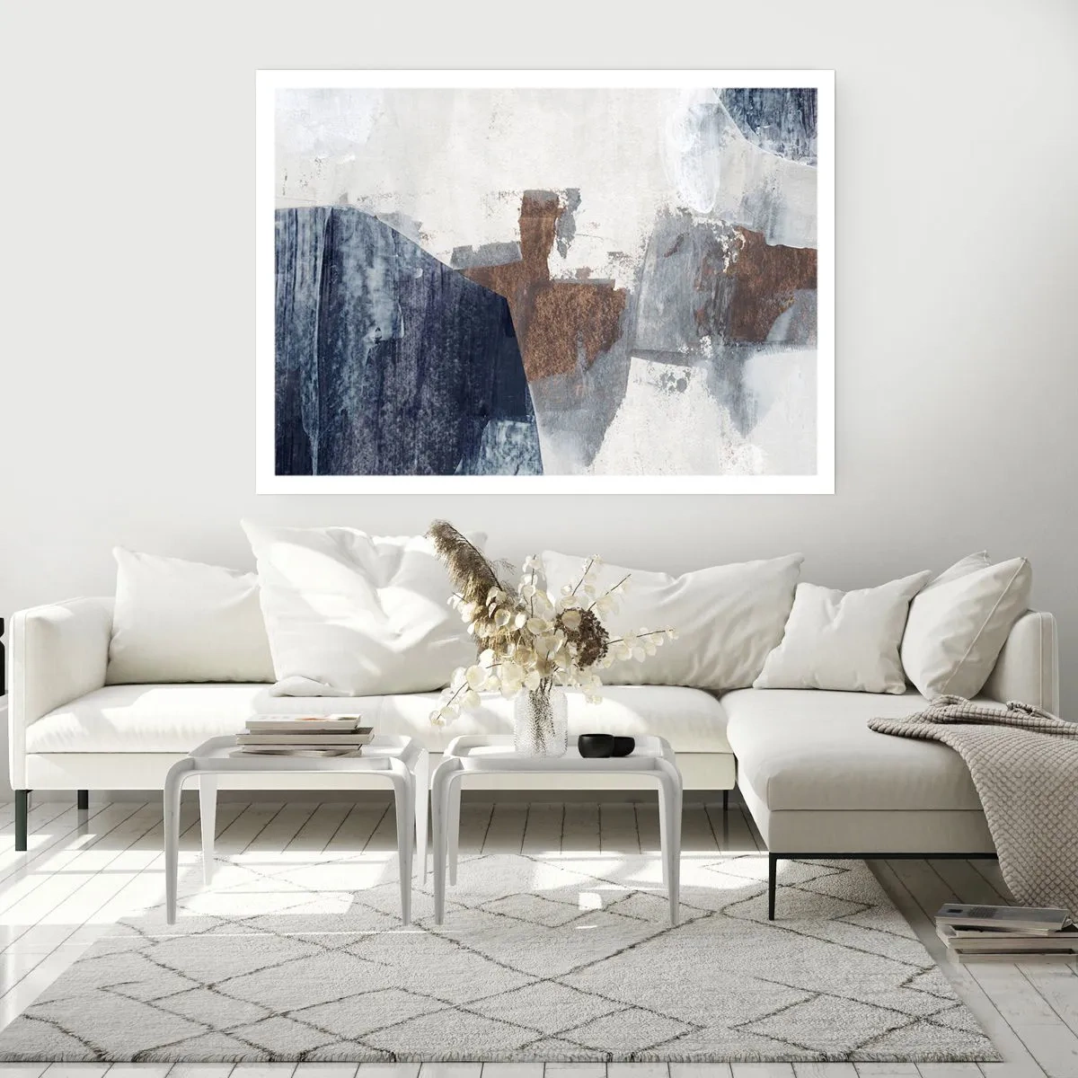 Affiche - Poster - Formes bleues et brunes - 50x40 cm