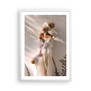 Affiche dans un cadre blanc - Poster - Le soleil et la fille - 50x70 cm