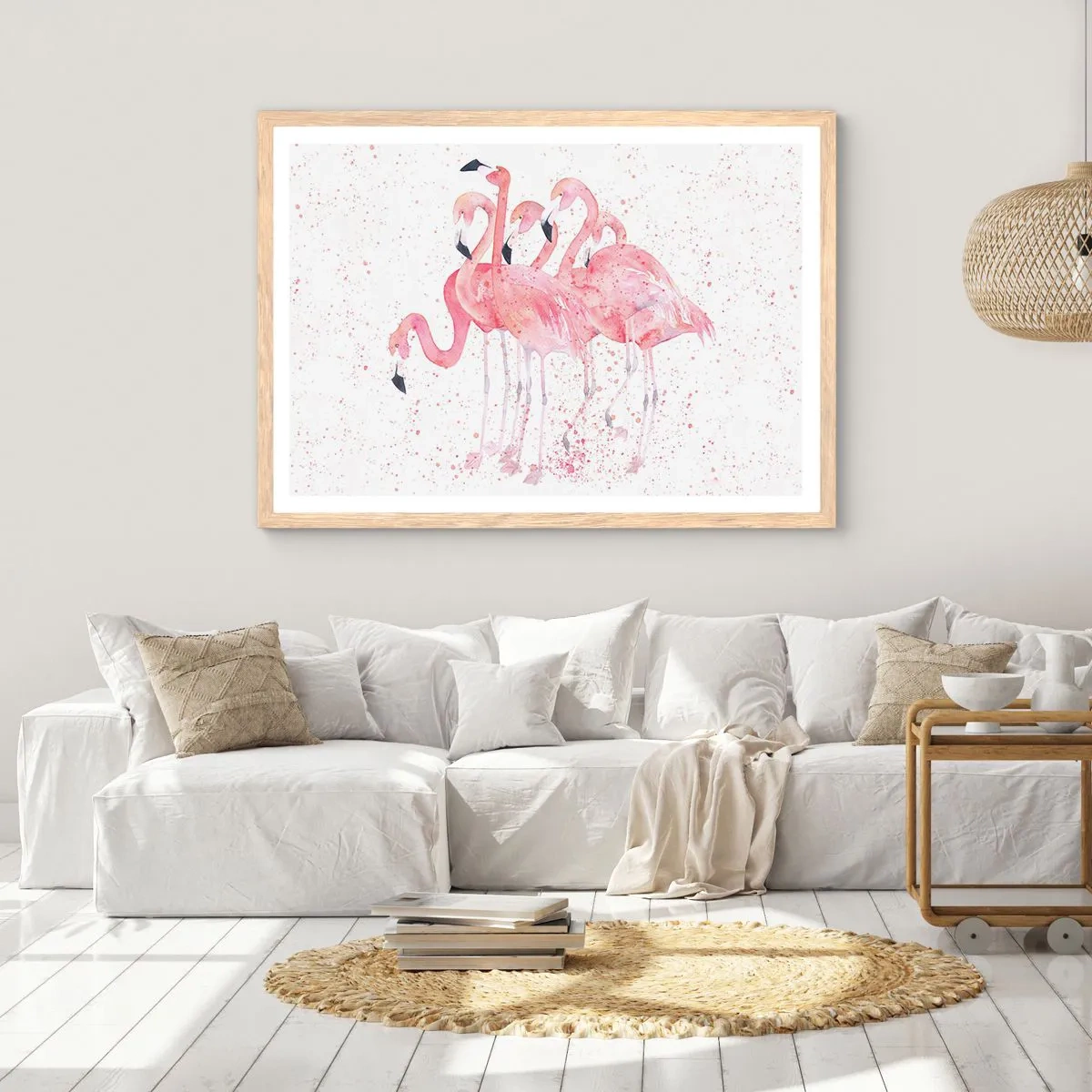 Affiche dans un chêne clair - Poster - Ensemble rose - 40x30 cm
