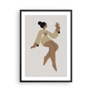 Affiche dans un cadre noir - Poster - Une illustration minimaliste d'une figure féminine en mouvement. - 50x70cm - Une forme gracieuse - Décoration murale moderne pour le salon et la chambre ARTTOR