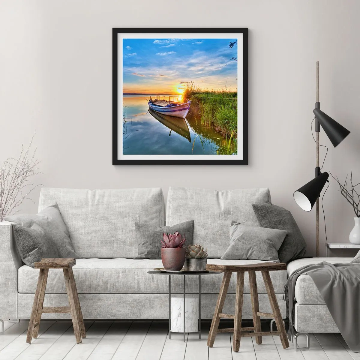 Affiche dans un cadre noir - Poster - La crique où les rêves deviennent réalité - 60x60 cm