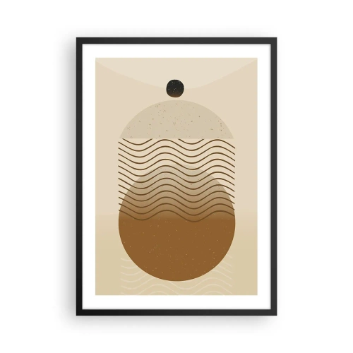 Affiche dans un cadre noir - Poster - Un motif minimaliste avec des vagues et des formes géométriques - 50x70cm - Sur l'origine des figures géométriques - Décoration murale moderne pour le salon et la chambre ARTTOR