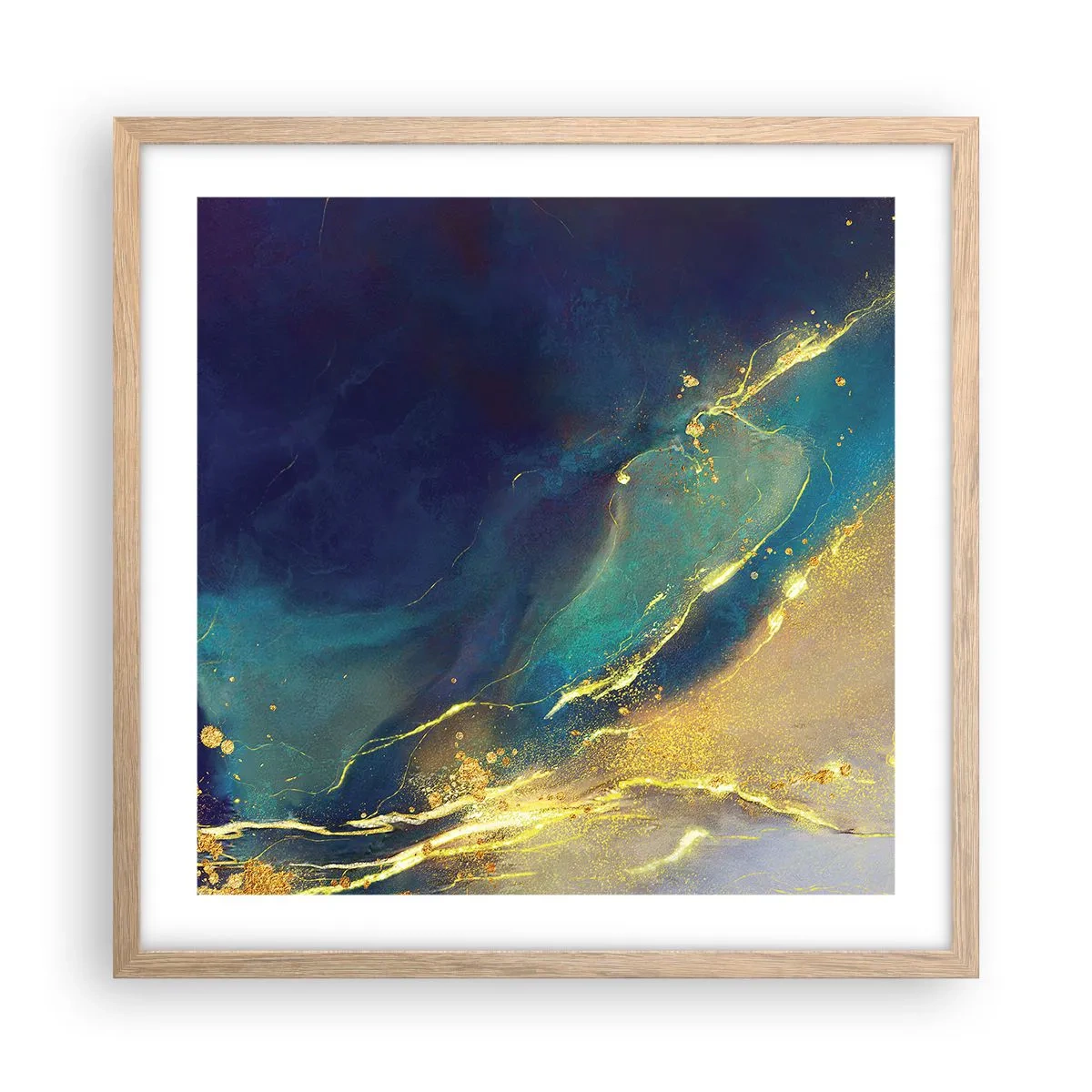 Affiche dans un chêne clair - Poster - Coulée d'or - 50x50 cm