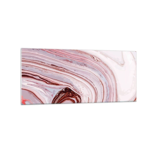 Impression sur verre - Image sur verre - Motif abstrait en rose et blanc - 120x50cm - Tout droit, puis tout en bas - Décoration murale moderne pour le salon et la chambre ARTTOR