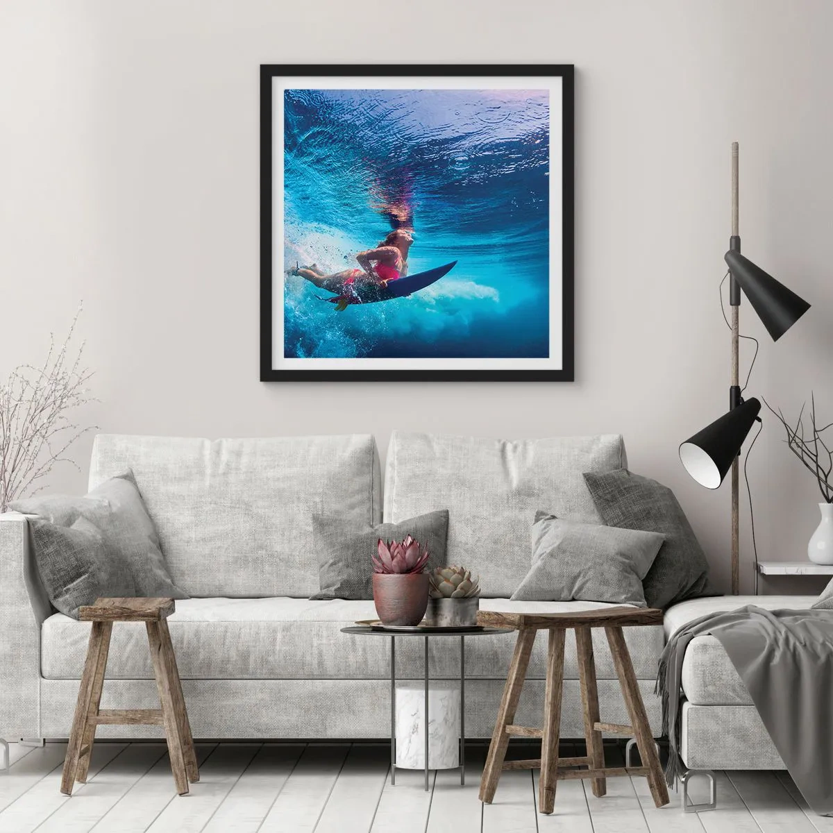 Affiche dans un cadre noir - Poster - Joie profonde - 40x40 cm