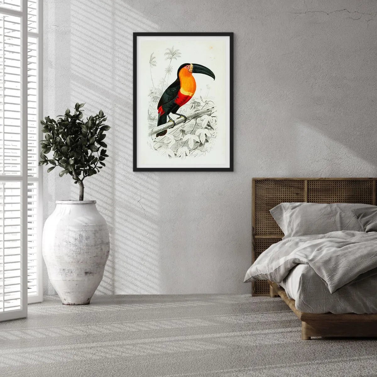 Affiche dans un cadre noir - Poster - Couleurs des oiseaux - 70x100 cm