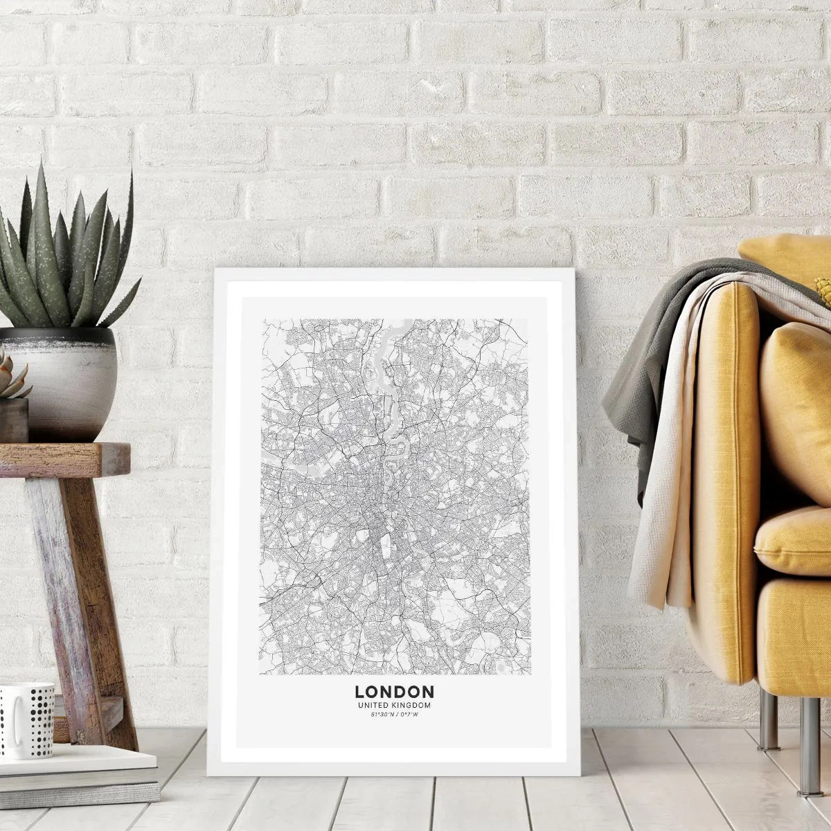 Affiche dans un cadre blanc - Poster - Carte du labyrinthe londonien - 61x91 cm