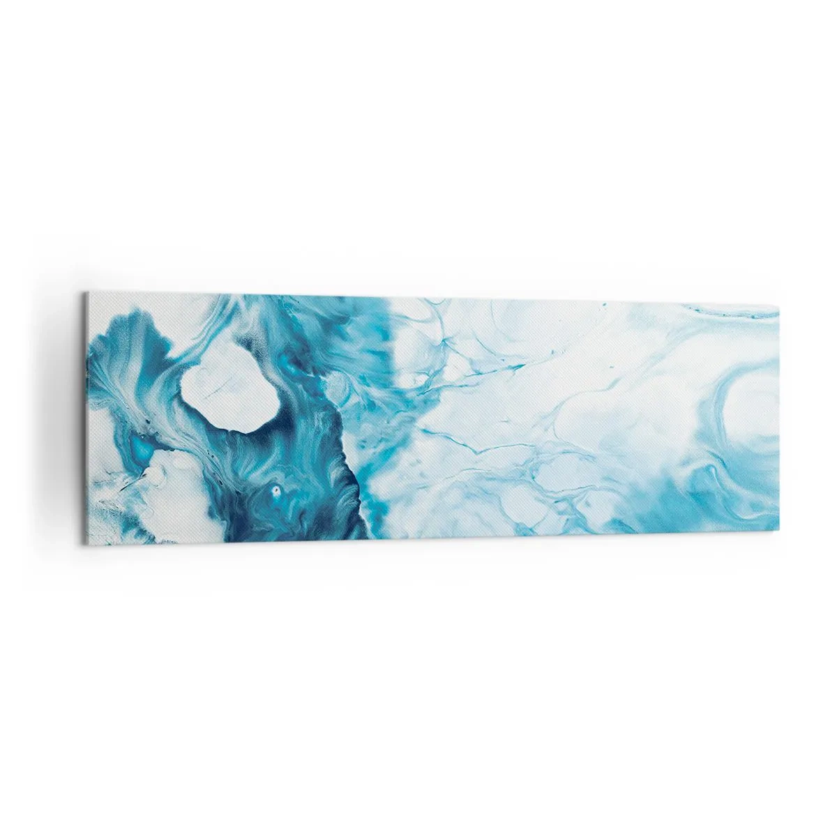 Impression sur toile - Image sur toile - Motif abstrait dans les tons de bleu - 160x50cm - Concert de bleu - Décoration murale moderne pour le salon et la chambre ARTTOR