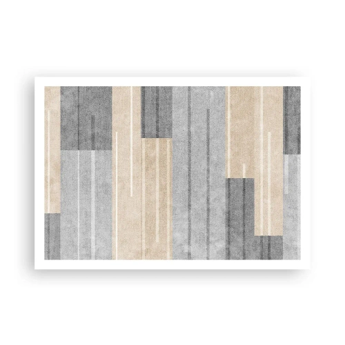 Affiche - Poster - Composition géométrique dans les tons de gris et de beige - 100x70cm - Composition : se tenir droit - Décoration murale moderne pour le salon et la chambre ARTTOR