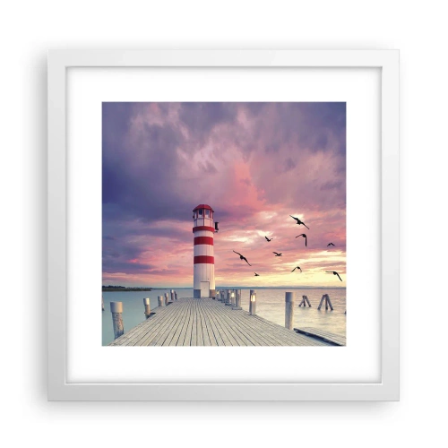 Affiche dans un cadre blanc - Poster - C'est l'heure d'aller au port - 30x30 cm