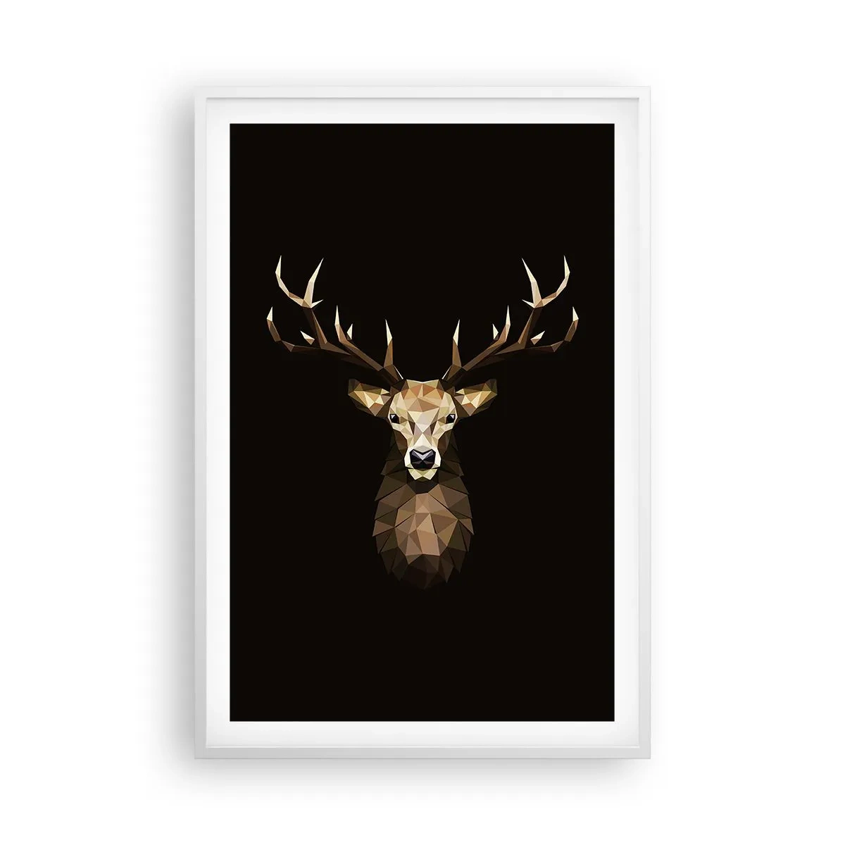 Affiche dans un cadre blanc - Poster - Cerf cubique - 61x91 cm