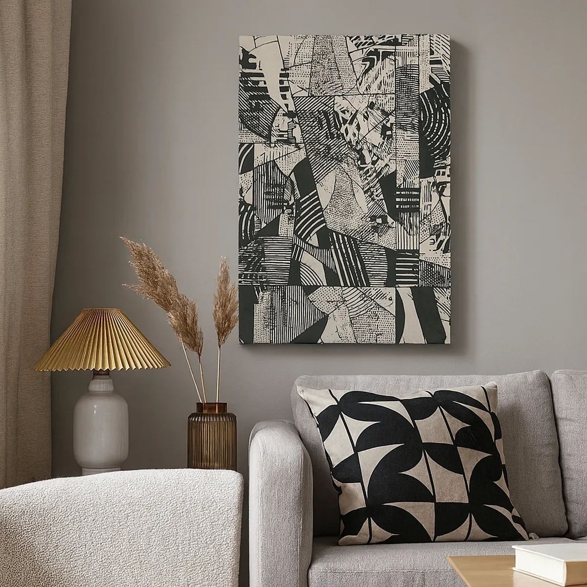 Impression sur toile - Image sur toile - Motifs géométriques abstraits dans des tons de vert sur fond clair - 50x70cm - Dynamique du modernisme - Décoration murale moderne pour le salon et la chambre ARTTOR