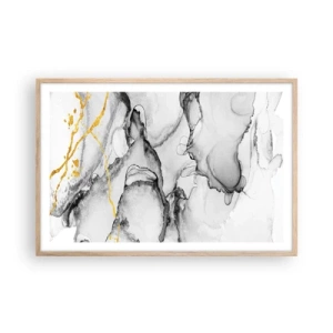 Affiche dans un chêne clair - Poster - Composition à motif or - 91x61 cm