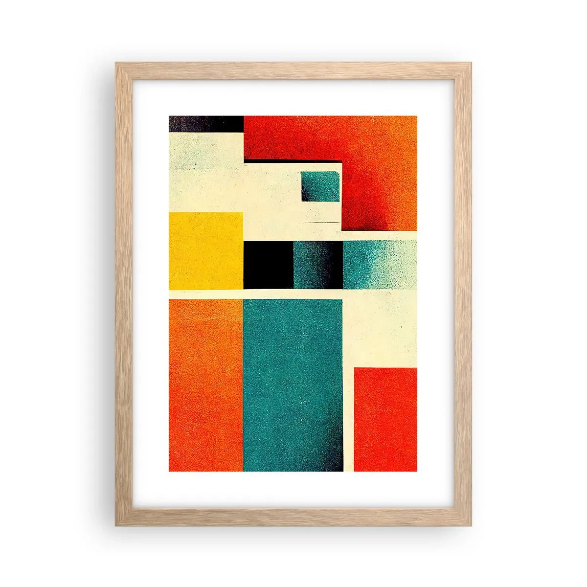 Affiche dans un chêne clair - Poster - Abstraction géométrique – bonne énergie - 30x40 cm