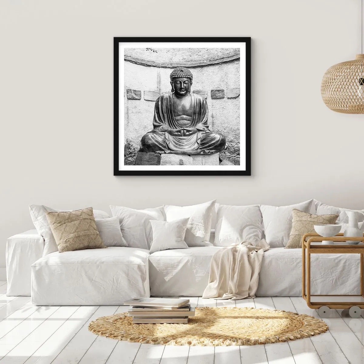 Affiche dans un cadre noir - Poster - A la source de la paix - 40x40 cm