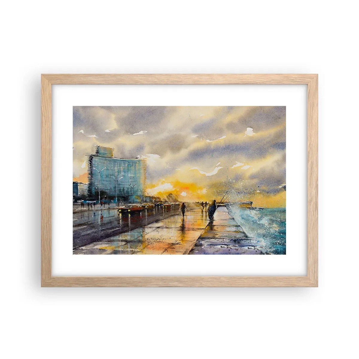 Affiche dans un chêne clair - Poster - La vie sur le rivage - 40x30 cm