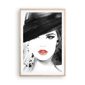 Affiche dans un chêne clair - Poster - Dame en noir - 61x91 cm