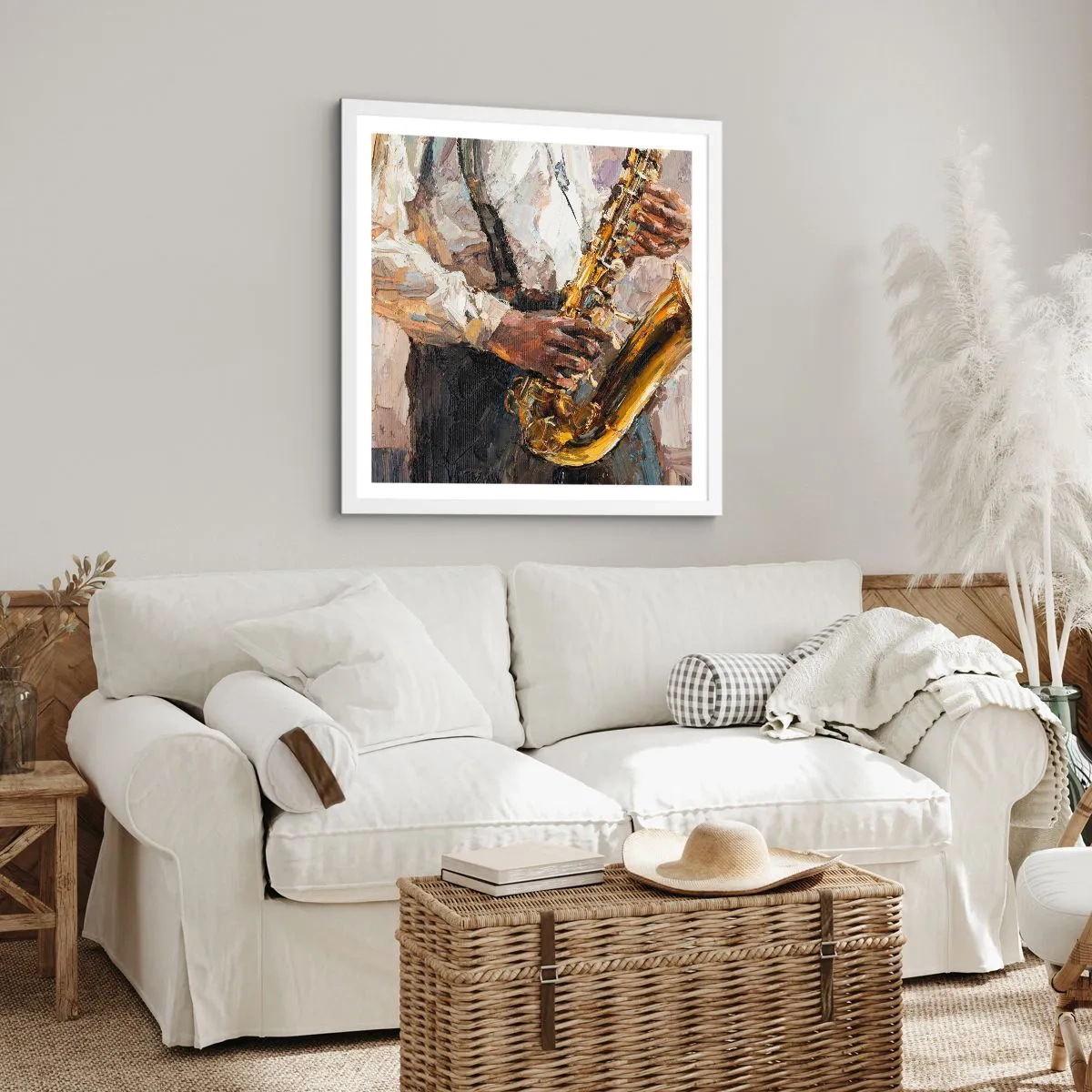 Affiche dans un cadre blanc - Poster - C'est l'heure du solo - 60x60 cm