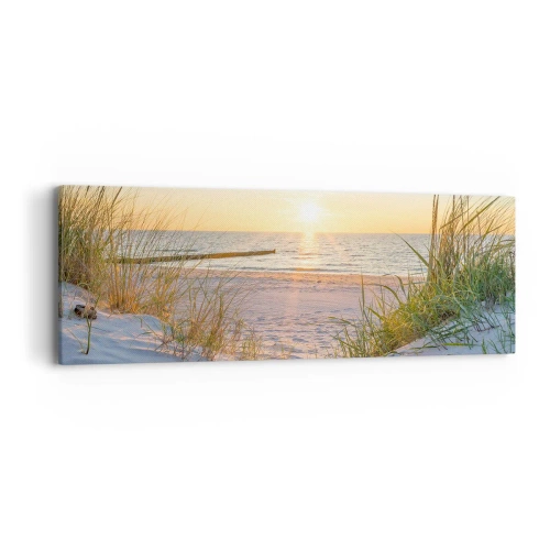 Impression sur toile - Image sur toile - Le bruit de la mer, le chant des oiseaux, une plage sauvage parmi les herbes… - 90x30 cm