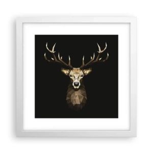Affiche dans un cadre blanc - Poster - Cerf cubique - 30x30 cm