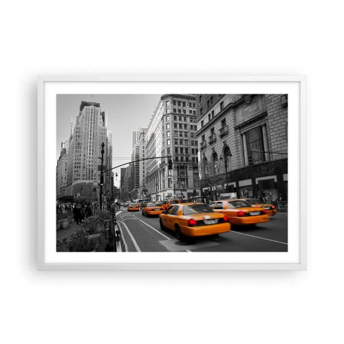 Affiche dans un cadre blanc - Poster - Soleil des grandes villes - 70x50 cm