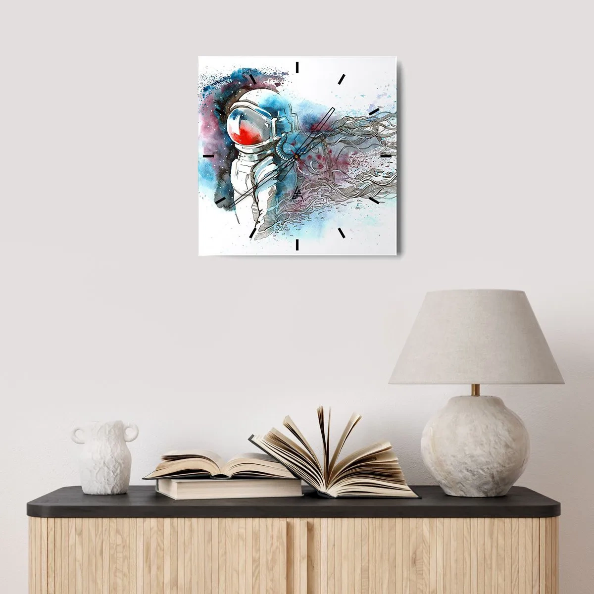 Horloge murale - Pendule murale - Seul avec l'espace - 30x30 cm