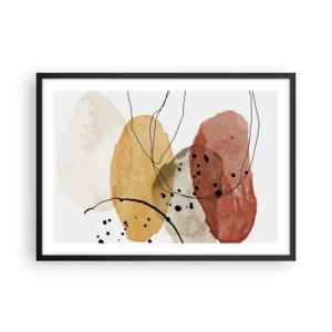 Affiche dans un cadre noir - Poster - Taches abstraites dans les tons beige, jaune et rouge - 70x50cm - Léger et transparent comme l'air - Décoration murale moderne pour le salon et la chambre ARTTOR