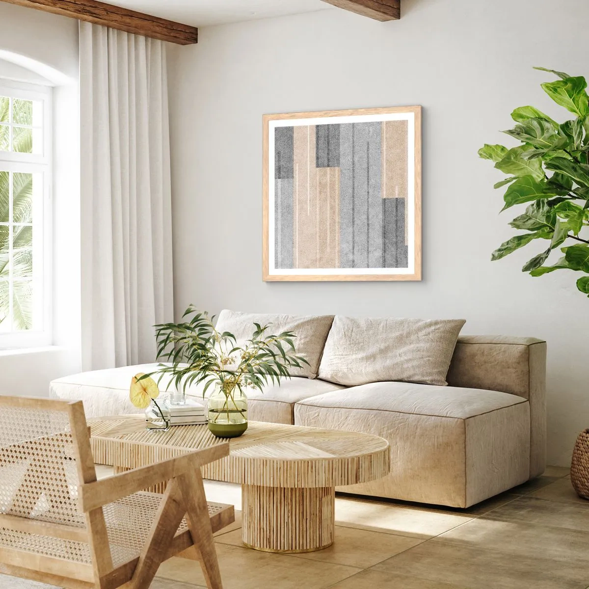 Affiche dans un chêne clair - Poster - Composition : se tenir droit - 40x40 cm