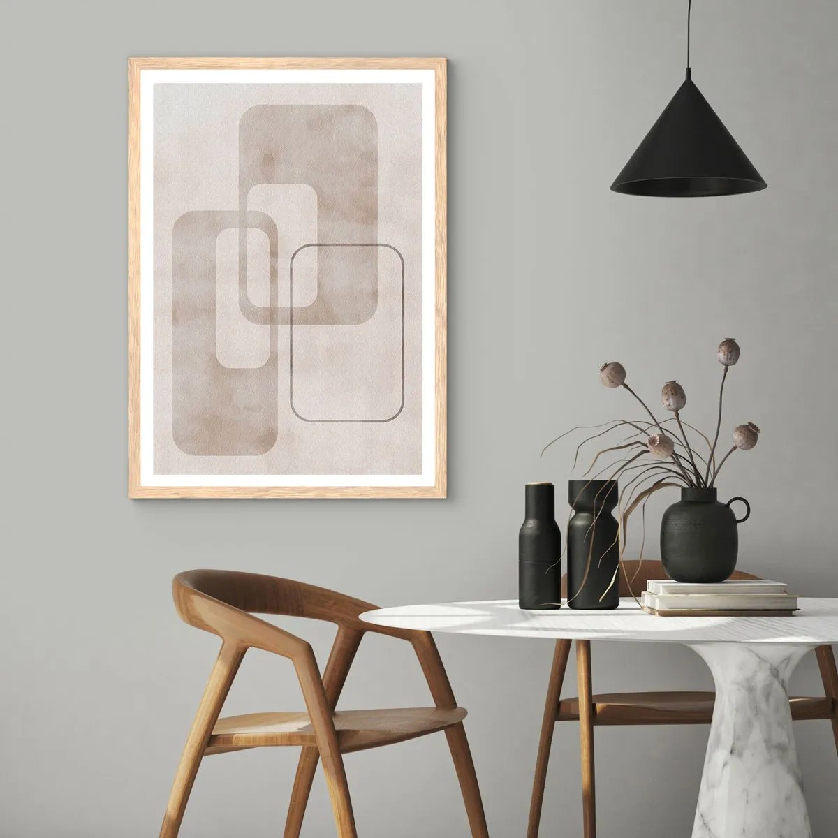 Affiche dans un chêne clair - Poster - Fugue géométrique - 40x50 cm