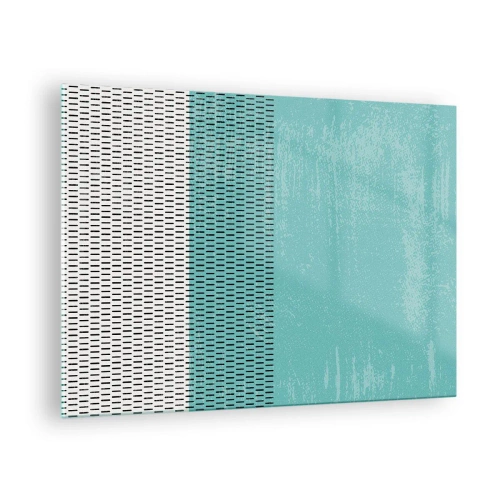 Impression sur verre - Image sur verre - Abstraction moderne aux couleurs turquoise et blanches - 70x50cm - Composition équilibrée - Décoration murale moderne pour le salon et la chambre ARTTOR