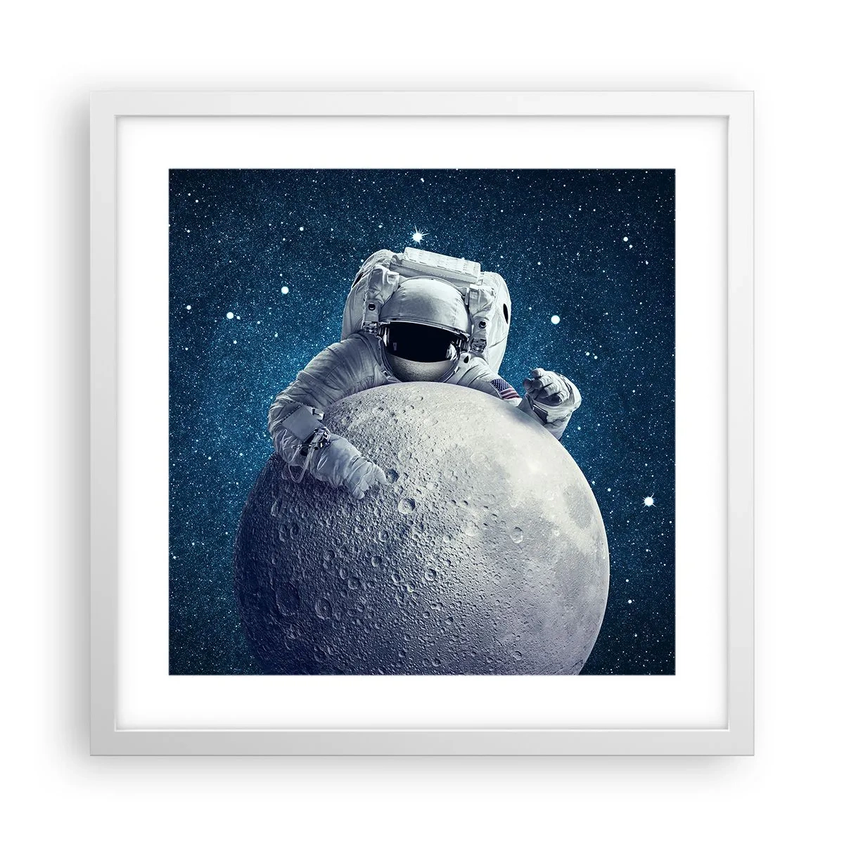 Affiche dans un cadre blanc - Poster - Comique de l'espace - 40x40 cm