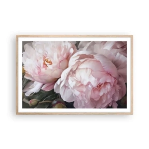 Affiche dans un chêne clair - Poster - Arrêté en pleine floraison - 91x61 cm