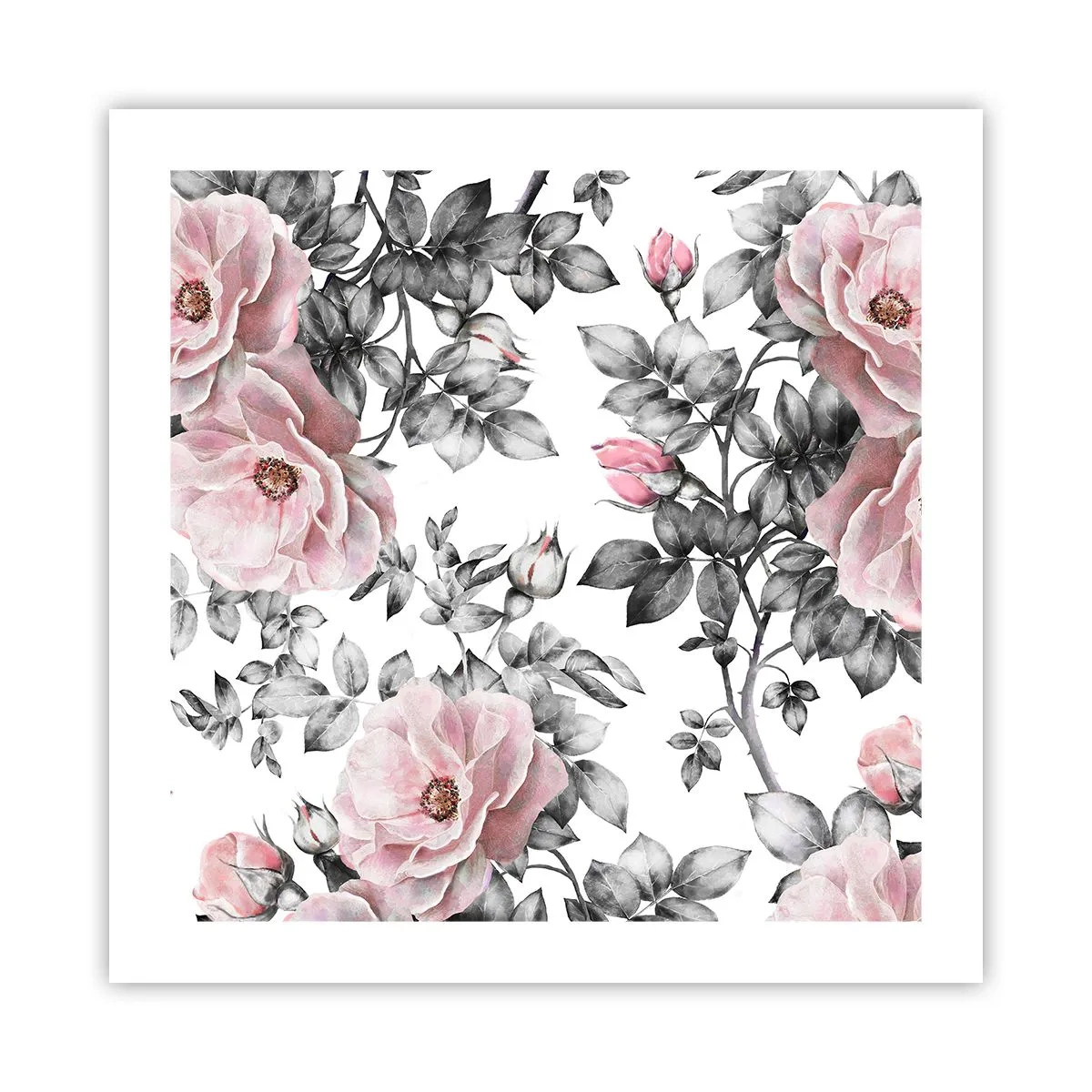 Affiche - Poster - Se perdre dans les fleurs des roses - 50x50 cm
