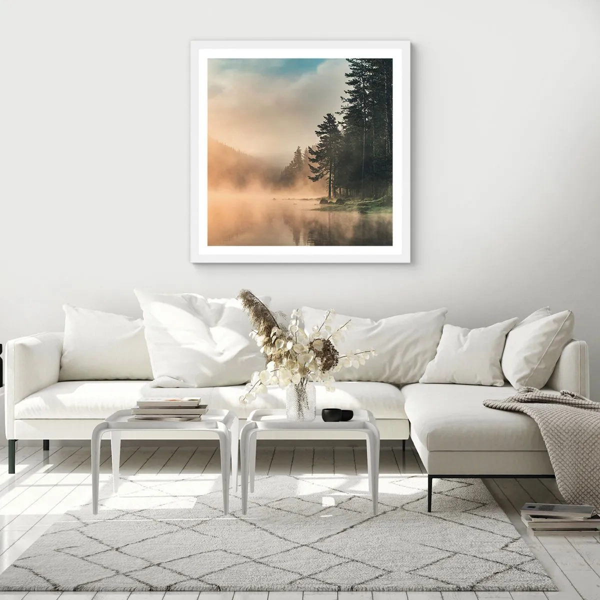 Affiche dans un cadre blanc - Poster - Naissance du jour - 40x40 cm