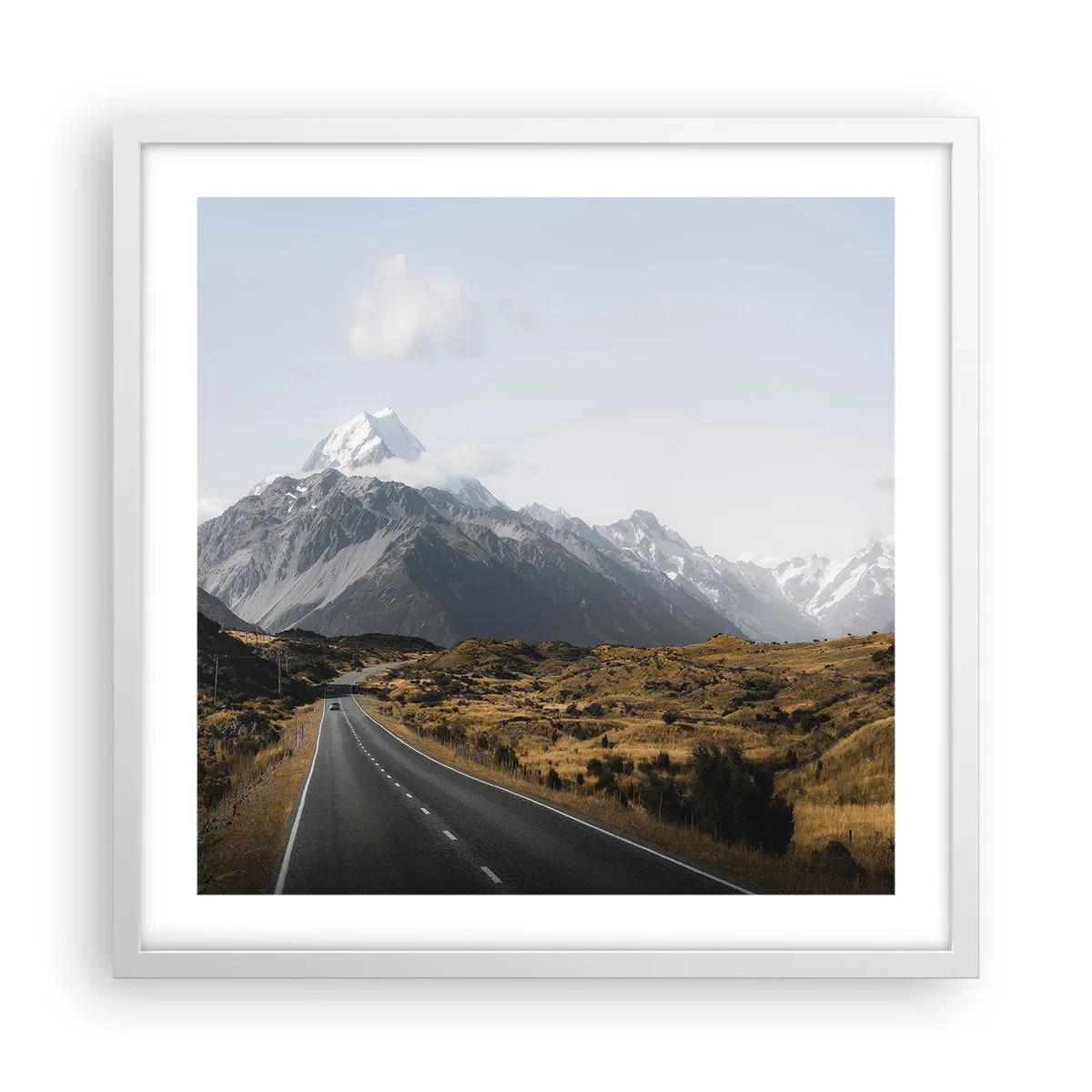 Affiche dans un cadre blanc - Poster - Chemin vers le coeur de la montagne - 50x50 cm