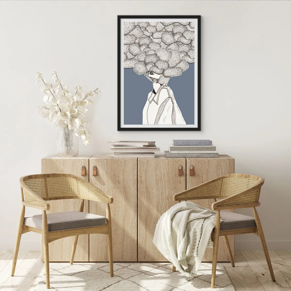 Affiche dans un cadre noir - Poster - La tête dans les nuages - 40x50 cm