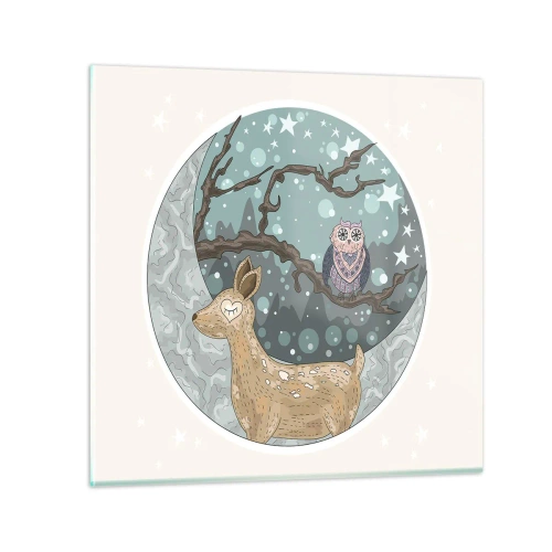 Impression sur verre - Image sur verre - Une nuit de conte de fées en forêt - 30x30 cm