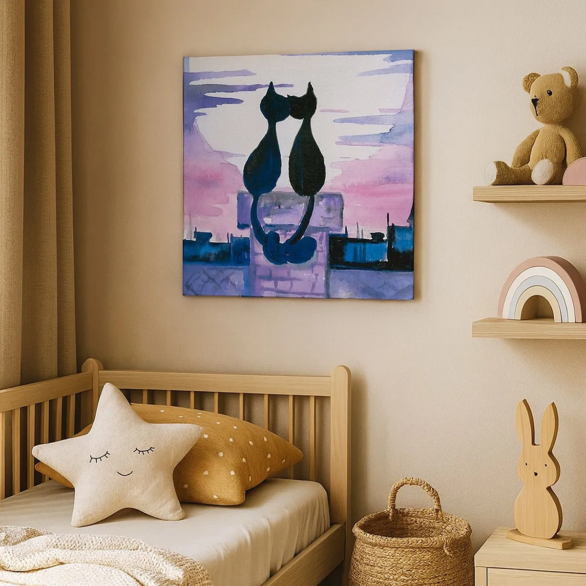 Impression sur toile - Image sur toile - Rendez-vous sous la lune - 30x30 cm