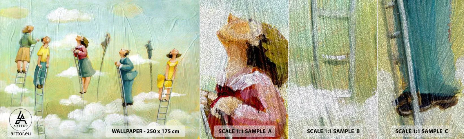 Échantillon de Papier Peint Premium Sand - Derrière ton rêve - Abstraction, Des nuages, Personnes - 100x30 cm