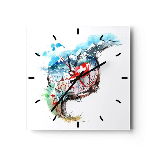 Horloge murale - Pendule murale - L'esprit de la Suisse - 40x40 cm