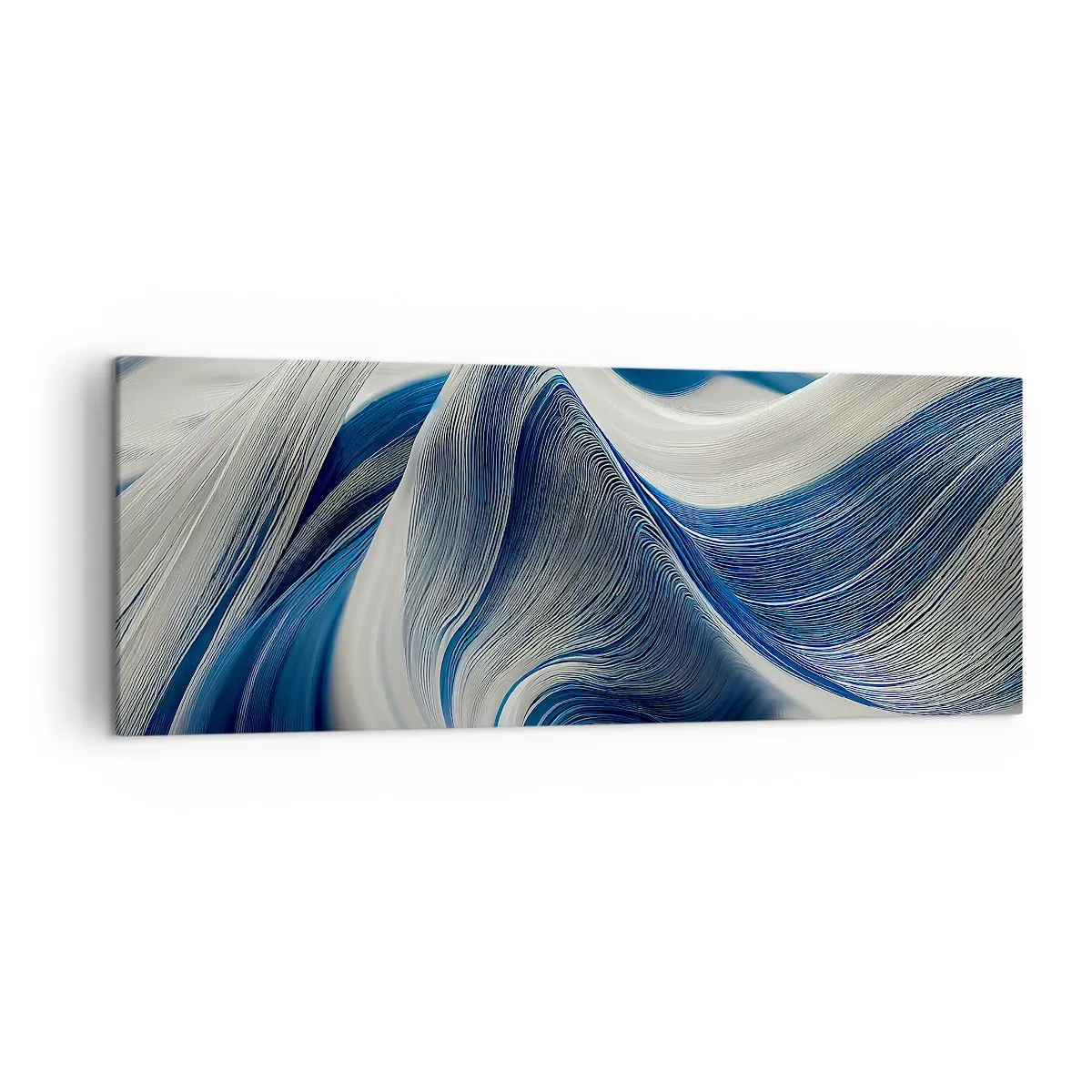 Impression sur toile - Image sur toile - Vagues abstraites dans des tons de bleu et de blanc - 140x50cm - La fluidité du bleu et du blanc - Décoration murale moderne pour le salon et la chambre ARTTOR