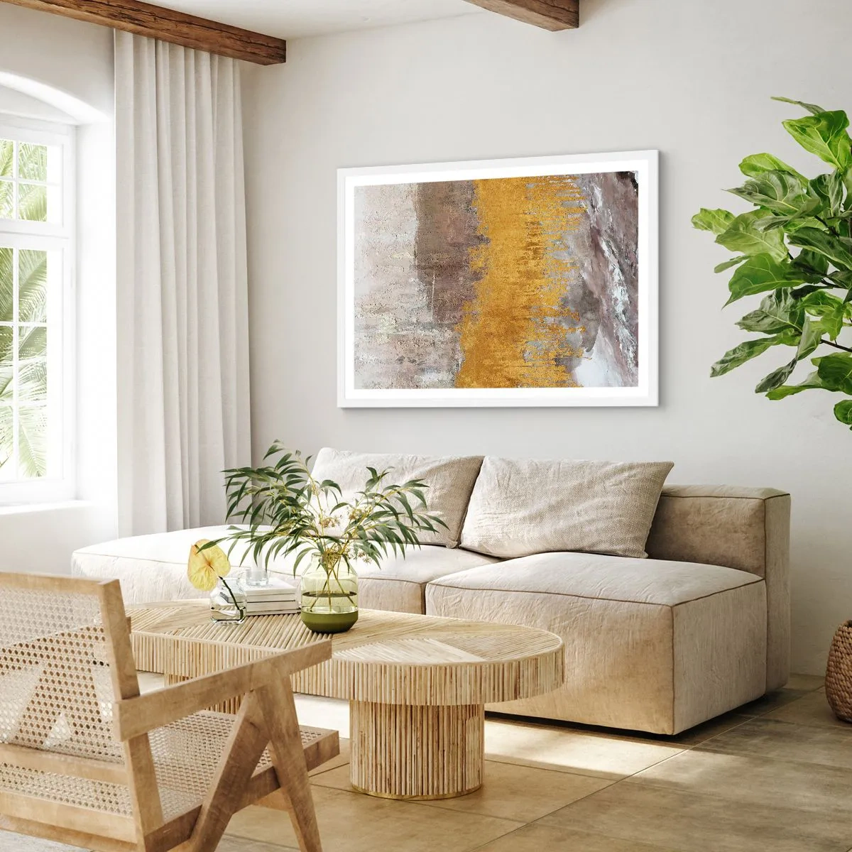 Affiche dans un cadre blanc - Poster - Une explosion d'or - 40x30 cm